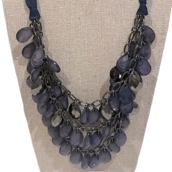 J. Crew layered beaded necklace in navy. Great condition! - Picture 2 of 2